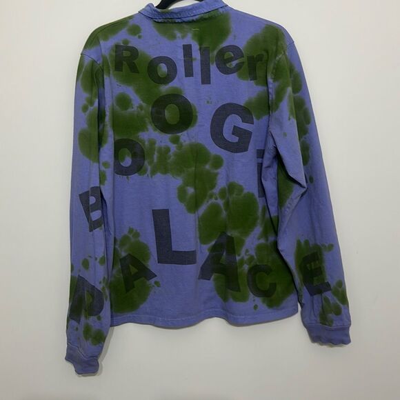 Flipper's Roller Boogie Palace Mens Blue Green Cotton Tie Dye‎ Polo Shirt Medium - Picture 6 of 7